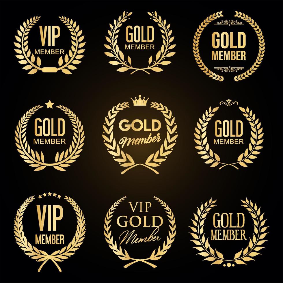 vip gouden lid lauwerkransen gouden collectie illustratie vector