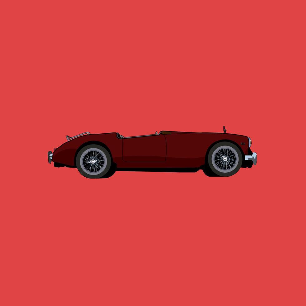 illustratie vector grafisch van rood wijnoogst auto met kant visie