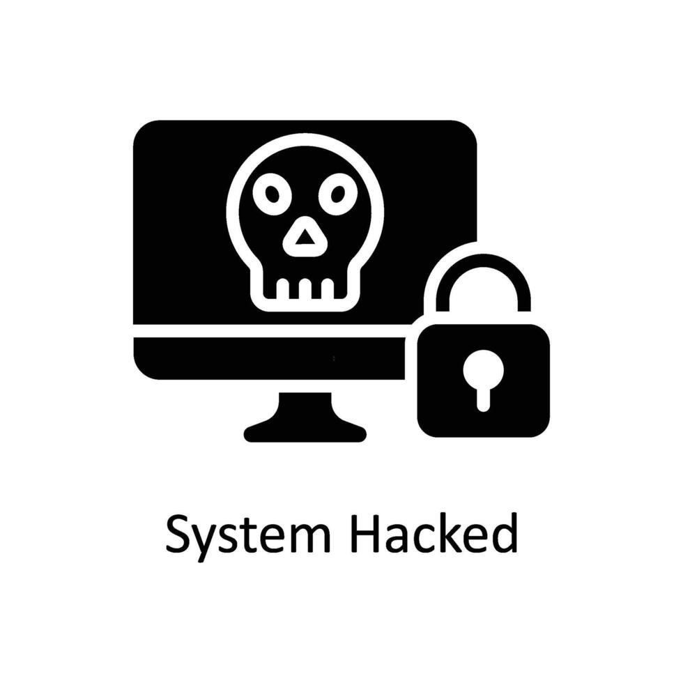 systeem gehackt vector solide icoon stijl illustratie. eps 10 het dossier