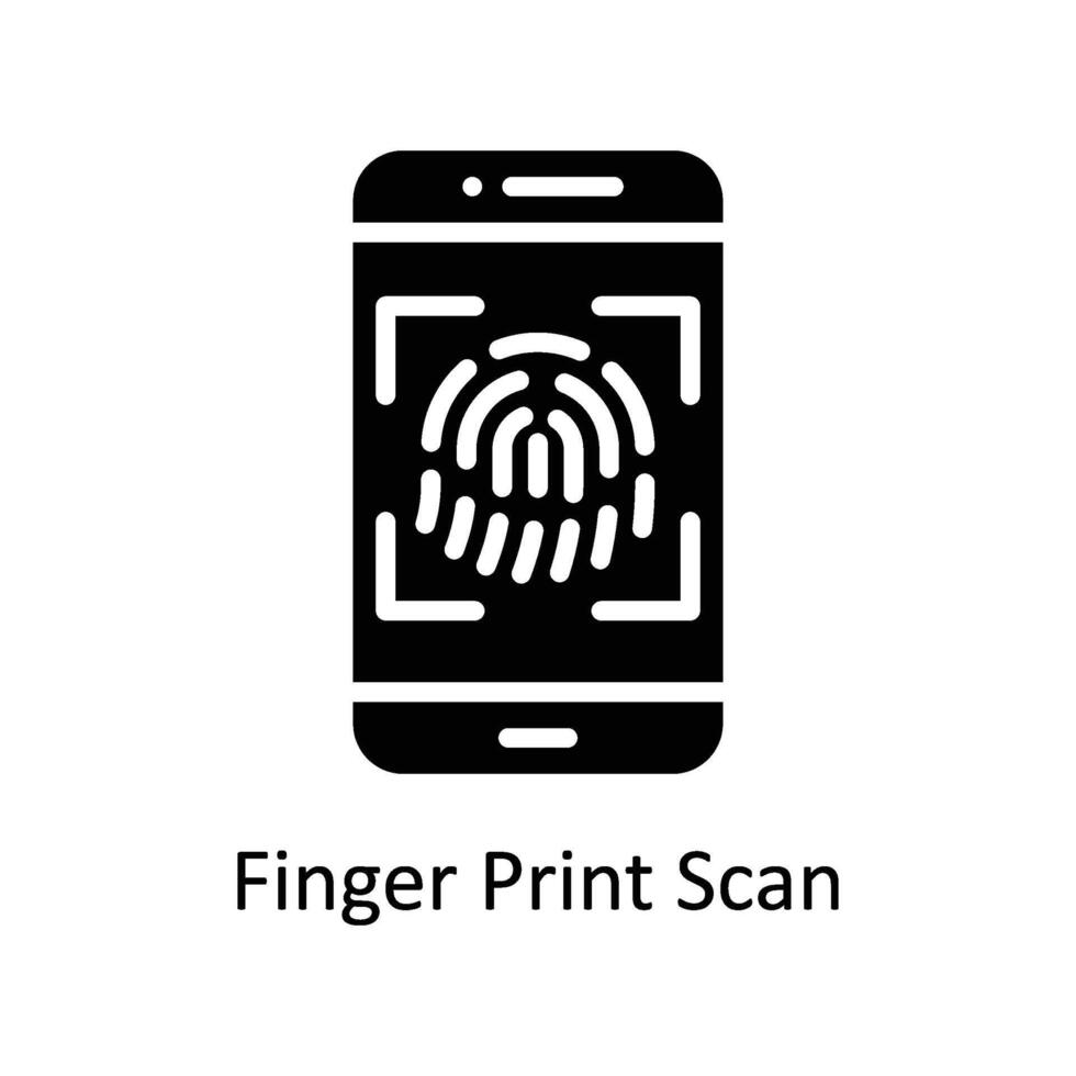 vinger afdrukken scannen vector solide icoon stijl illustratie. eps 10 het dossier