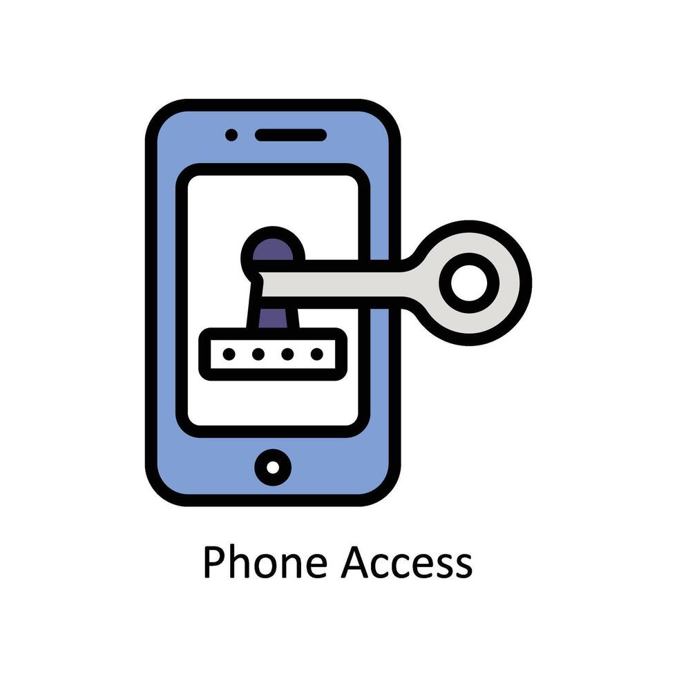 telefoon toegang vector gevulde schets icoon stijl illustratie. eps 10 het dossier