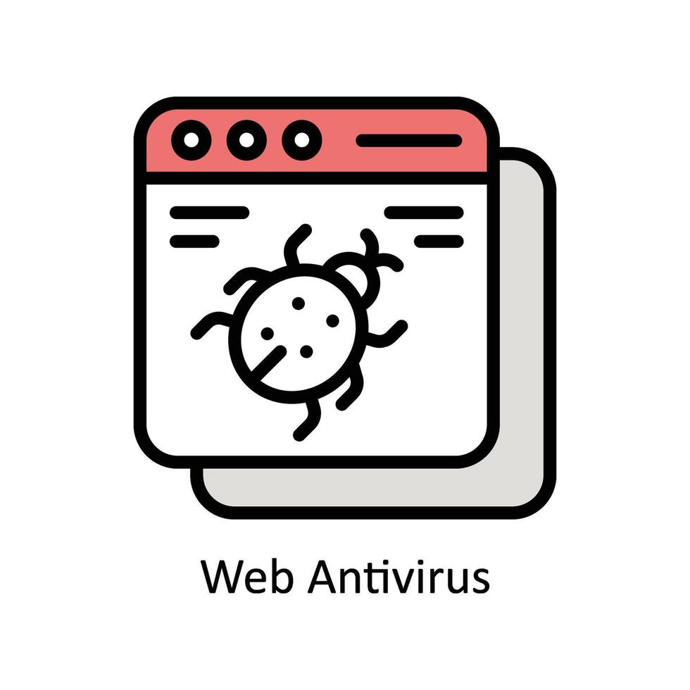 web antivirus vector gevulde schets icoon stijl illustratie. eps 10 het dossier