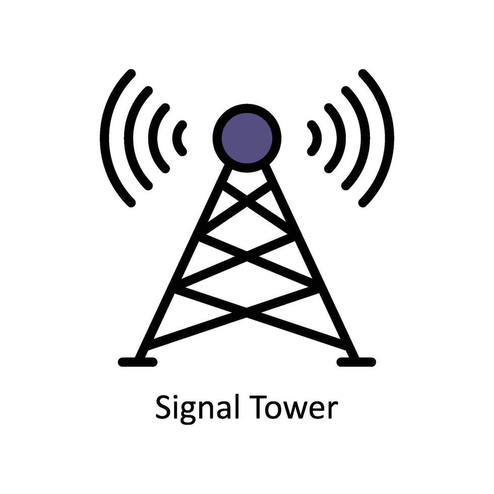 signaal toren vector gevulde schets icoon stijl illustratie. eps 10 het dossier