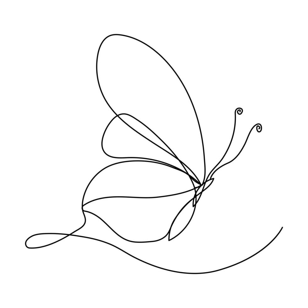 doorlopend een lijn tekening van vliegend abstract vlinder en vlinder schets vector illustratie.