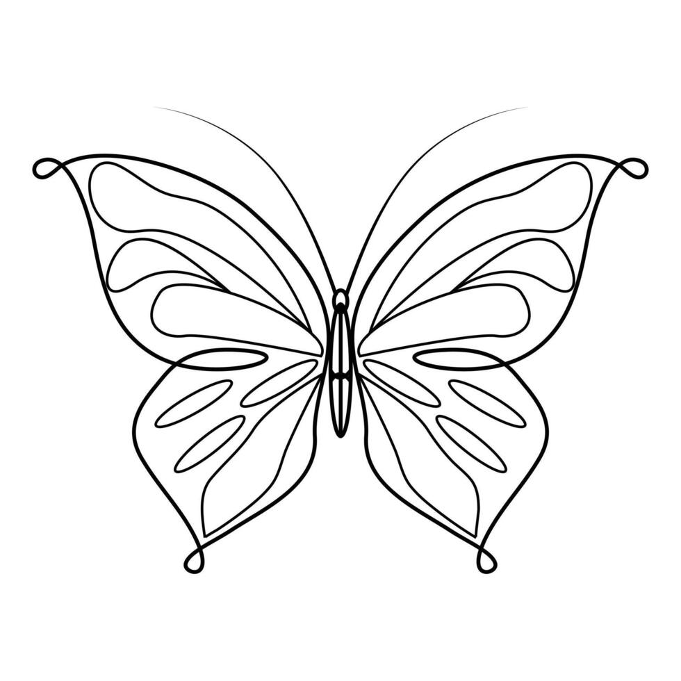 doorlopend een lijn tekening van vliegend abstract vlinder en vlinder schets vector illustratie.