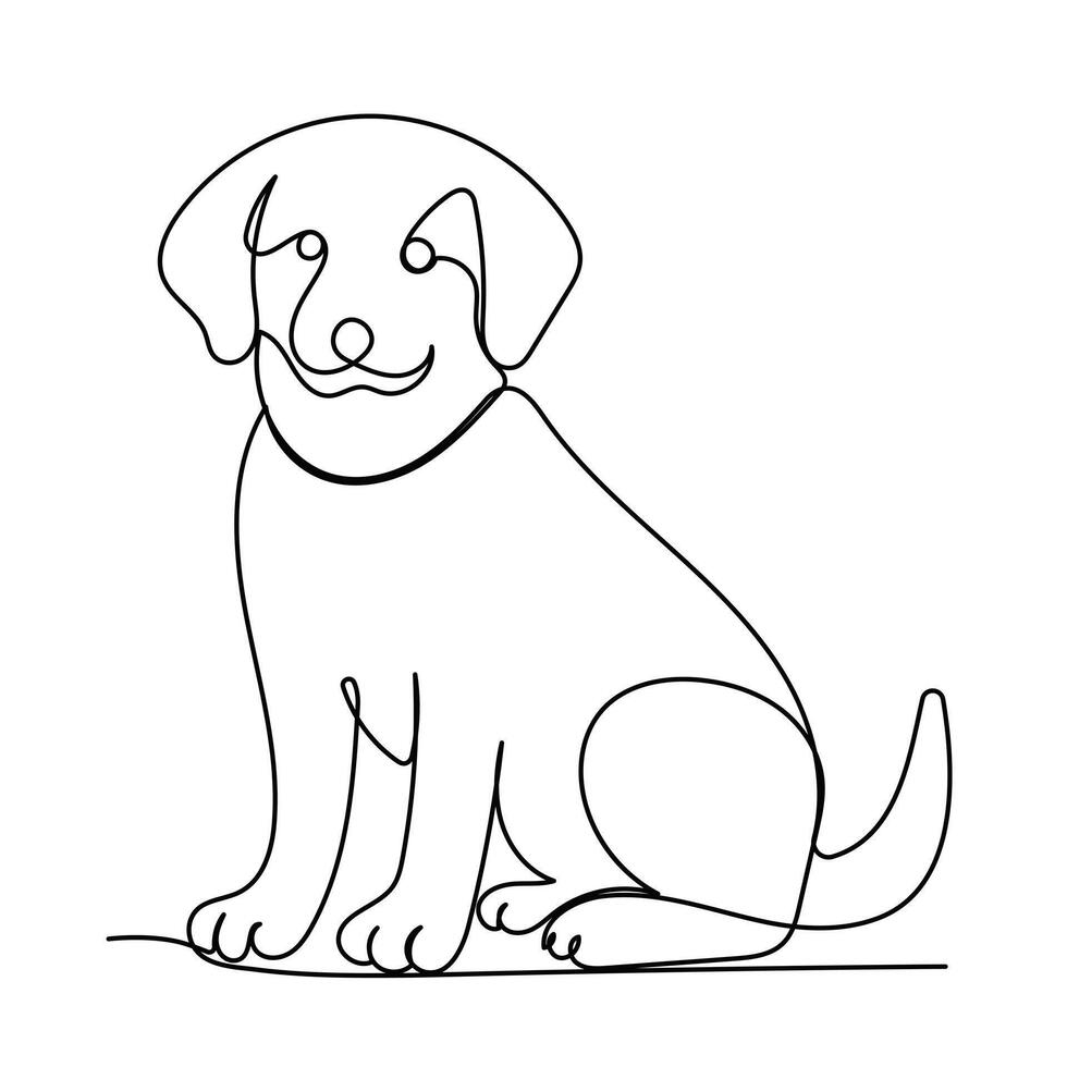 doorlopend een lijn huisdier hond schets vector kunst tekening en wereld dieren in het wild dag single lijn kunst vector illustratie ontwerp