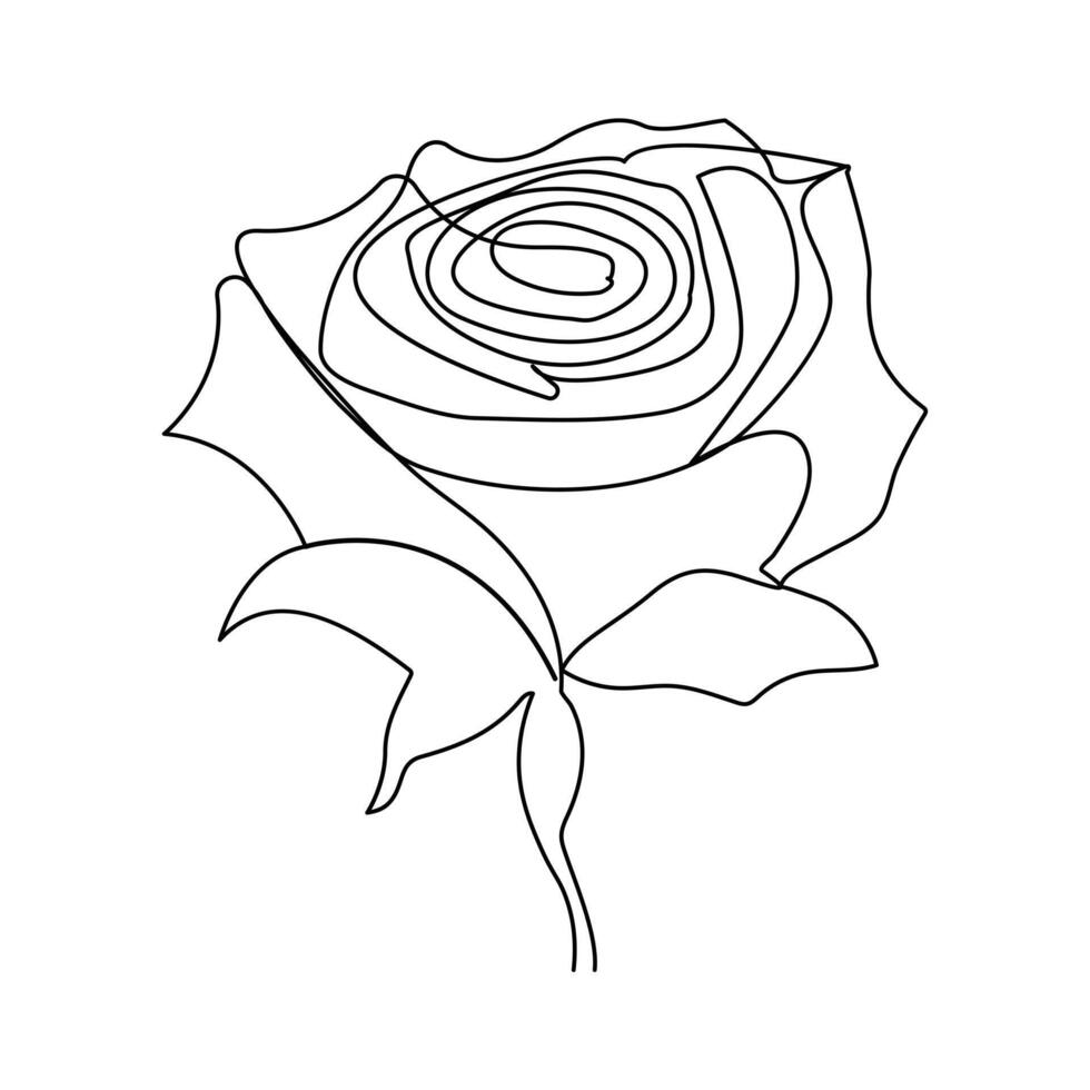 doorlopend een lijn roos bloem getrokken schets vector kunst illustratie en Valentijnsdag dag lijn kunst ontwerp