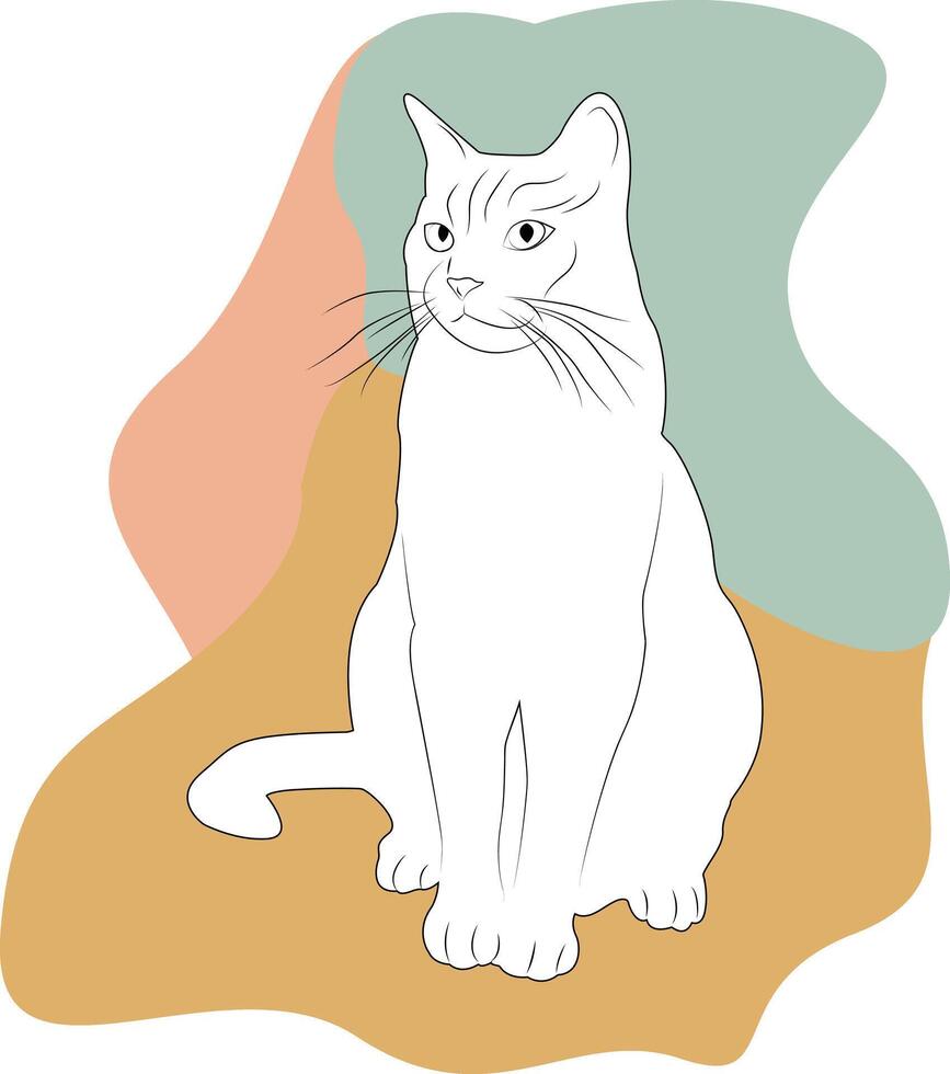 silhouet kat Aan een wit achtergrond. schets kat. ontwerp groet kaarten, affiches, pleisters, prints Aan kleren, emblemen. huisdier. boho stijl. vriend menselijk. vector