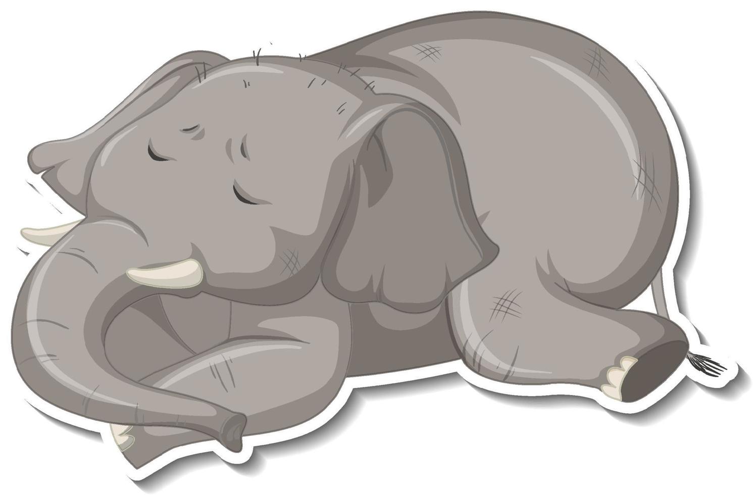 zieke olifant dieren cartoon sticker vector