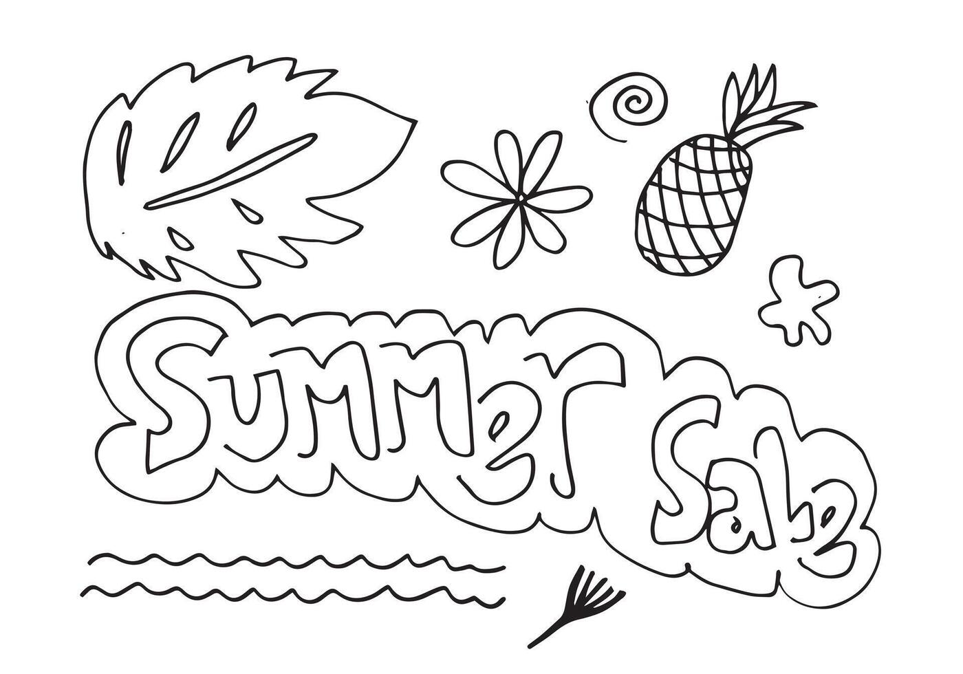 set van zomer verkoop doodle collection.vector afbeelding. vector