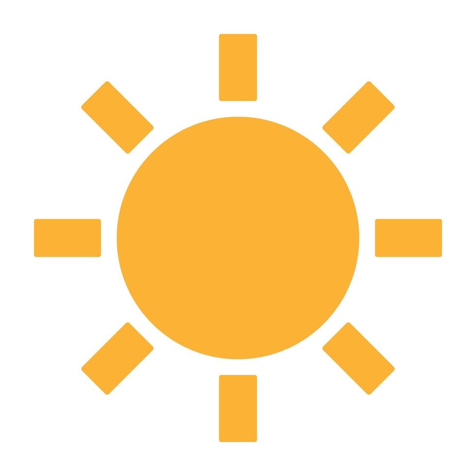 geel vlak zon met stralen icoon. vector