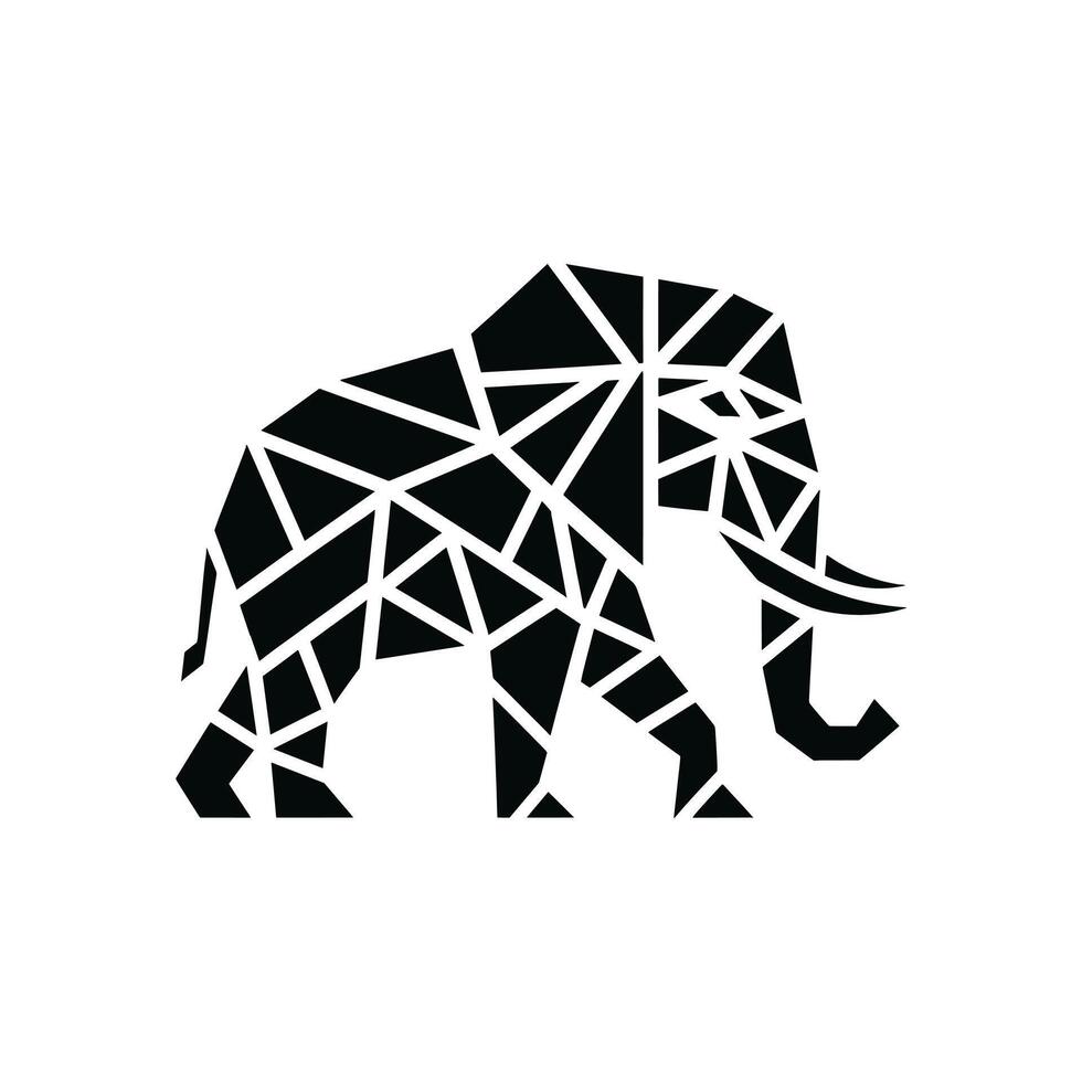 monochroom meetkundig olifant logo icoon symbool vector illustratie