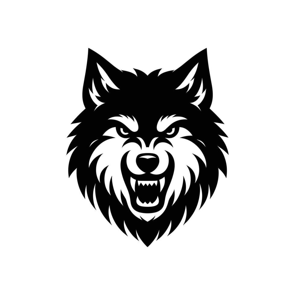 aftekenen boos wolf logo ontwerp icoon symbool vector illustratie