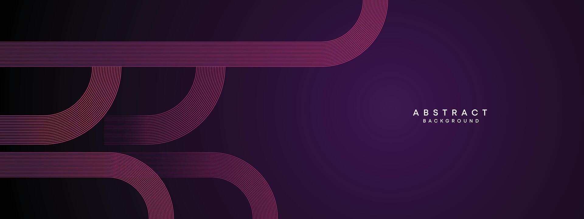 abstract donker Purper en roze golvend cirkels lijnen technologie achtergrond. helling met gloeiend lijnen glimmend meetkundig vorm en diagonaal, voor brochure, omslag, poster, banier, website, hoofd vector