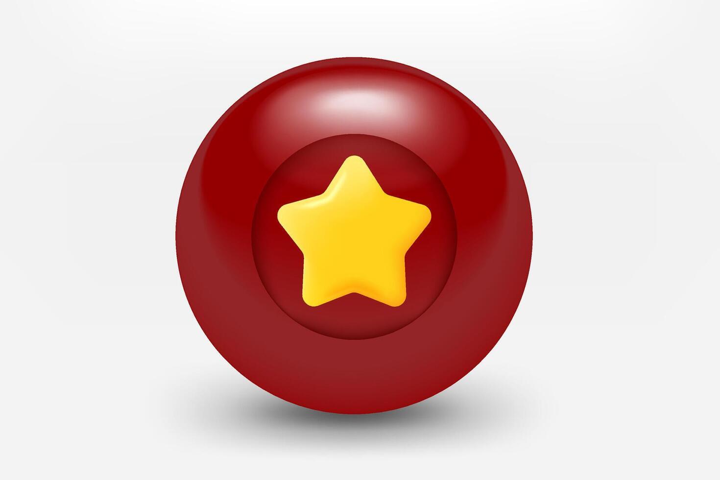 rood bal met gouden ster icoon. 3d vector illustratie