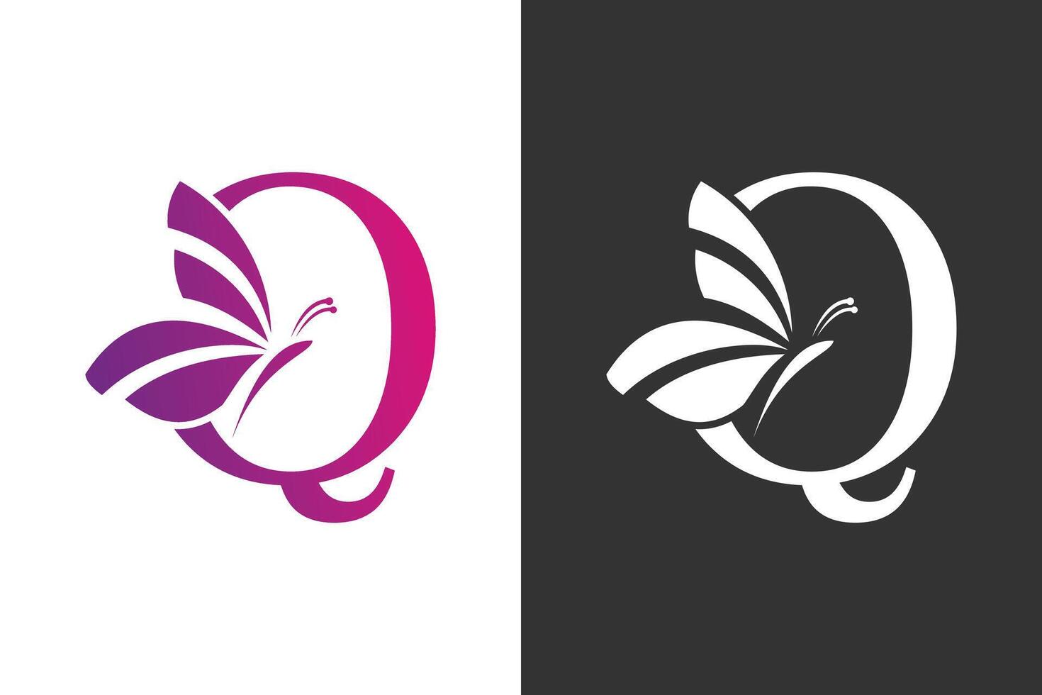 illustratie vlinder logo ontwerp met brief q concept vector