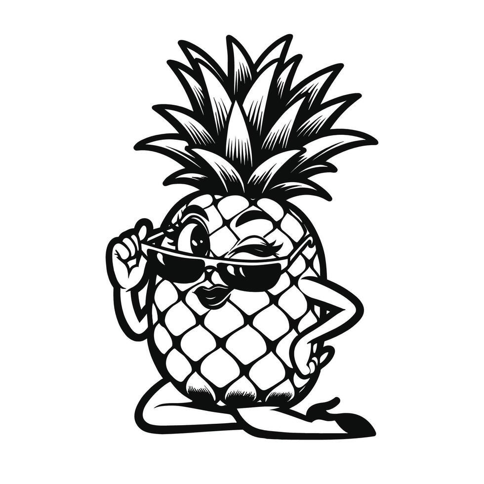 ai gegenereerd ananas met zonnebril clip art illustratie, ai generatief vrij vector