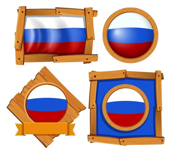 Rusland vlag op verschillende frames vector