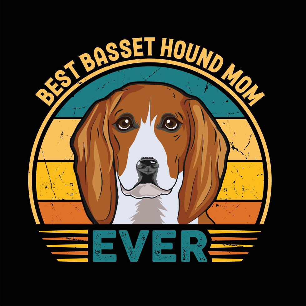 het beste basset hond mam ooit typografie retro t-shirt illustratie, wijnoogst tee pro vector