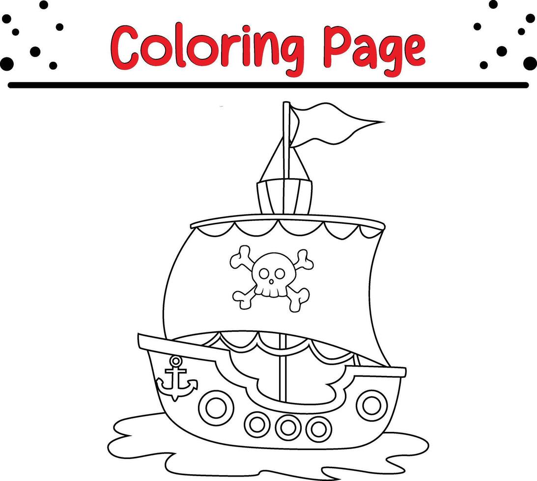 piraat schip kleur boek bladzijde vector