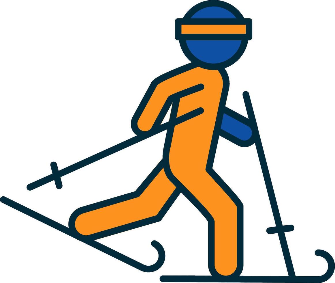 ski lijn gevulde twee kleuren icoon vector