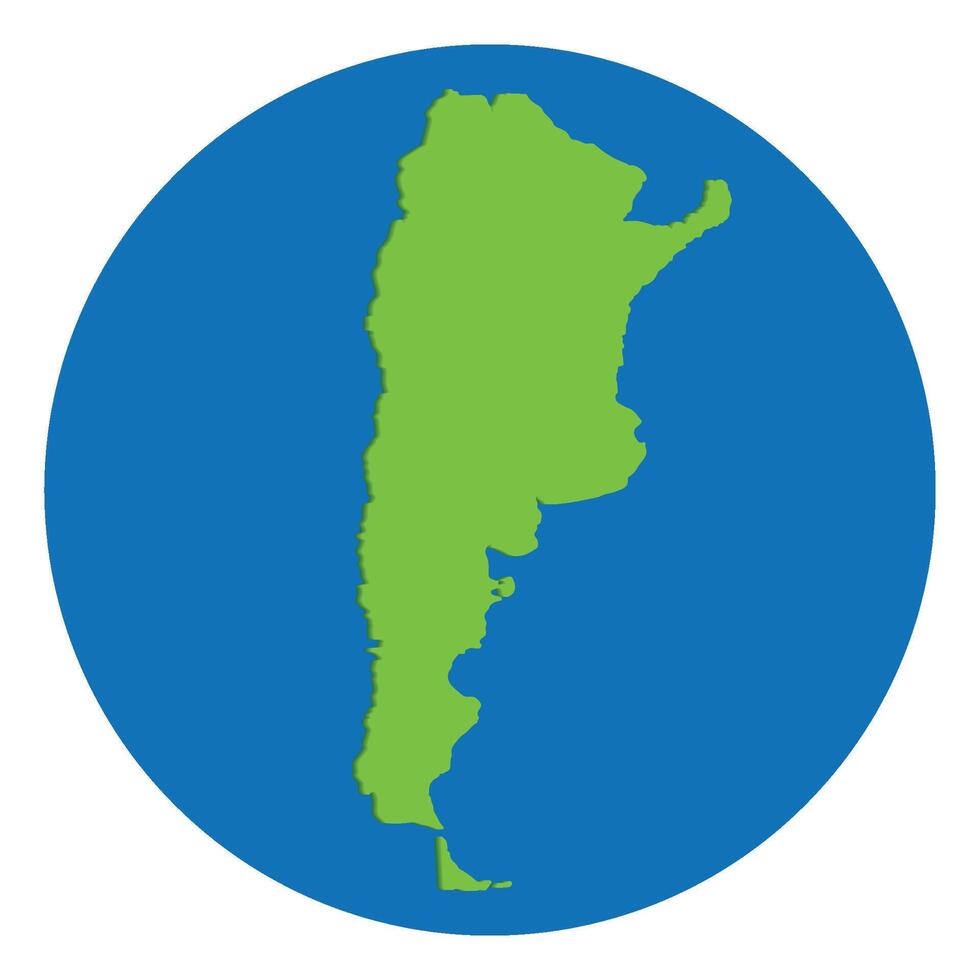 Argentinië kaart. kaart van Argentinië groen kleur in wereldbol ontwerp met blauw cirkel kleur. vector