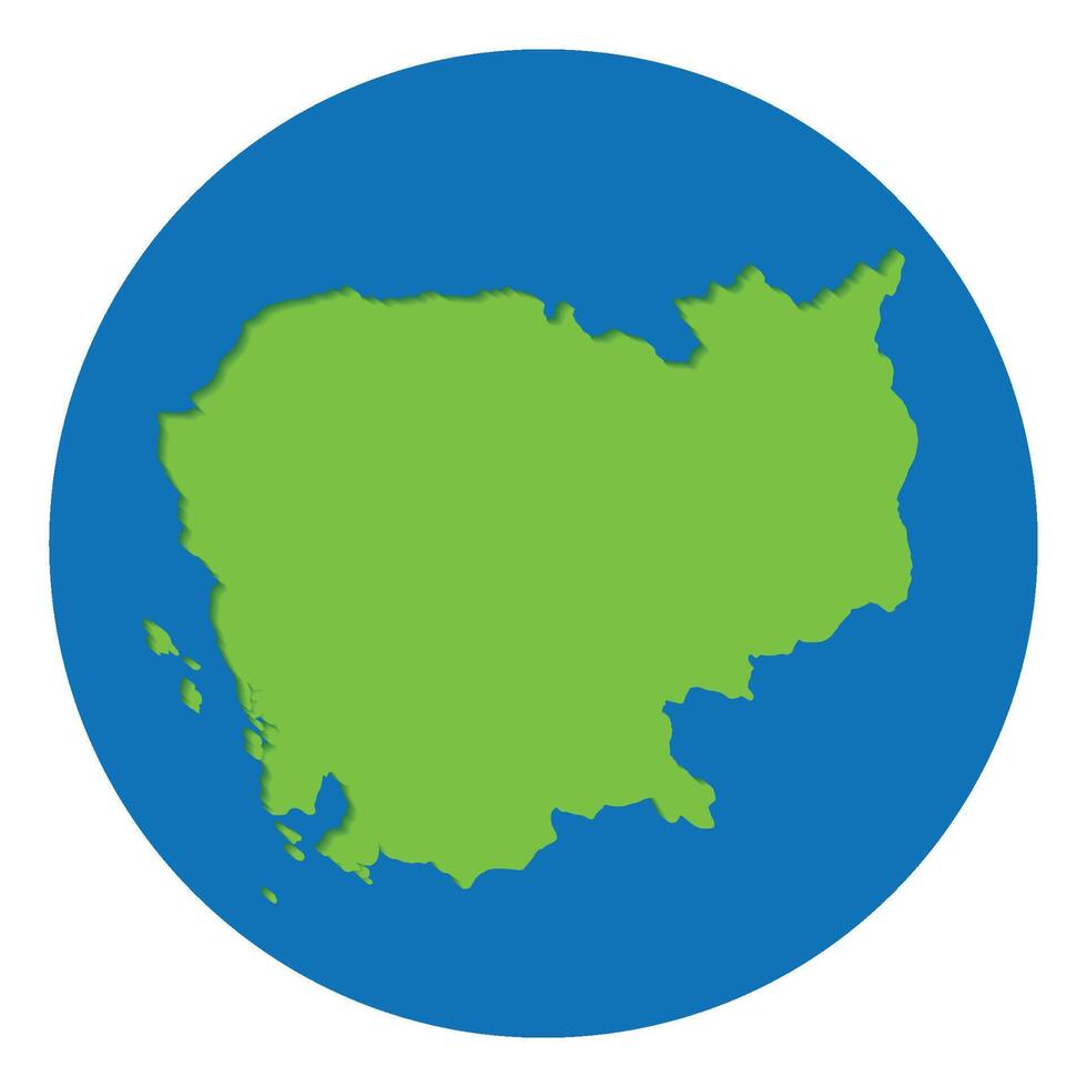 Cambodja kaart groen kleur in wereldbol ontwerp met blauw cirkel kleur. vector