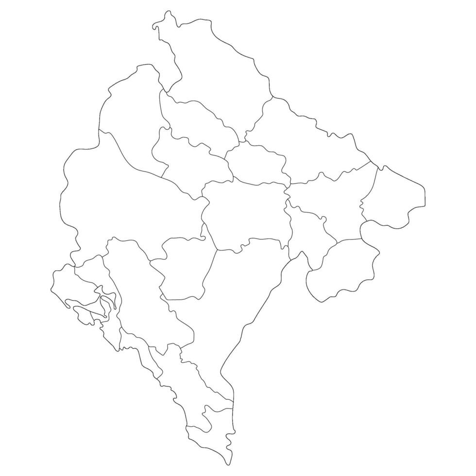 Montenegro kaart. kaart van Montenegro in administratief provincies in wit kleur vector