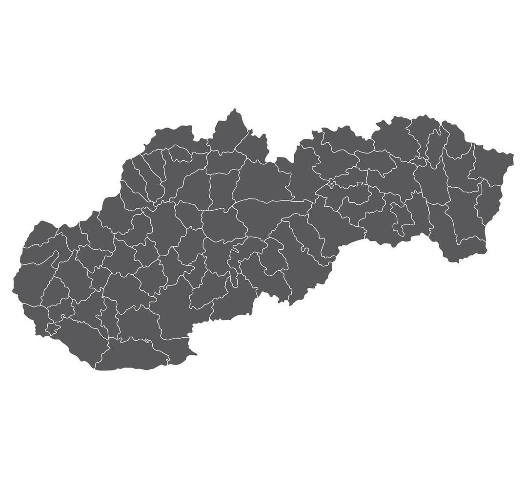 Slowakije kaart. kaart van Slowakije in administratief provincies in grijs kleur vector