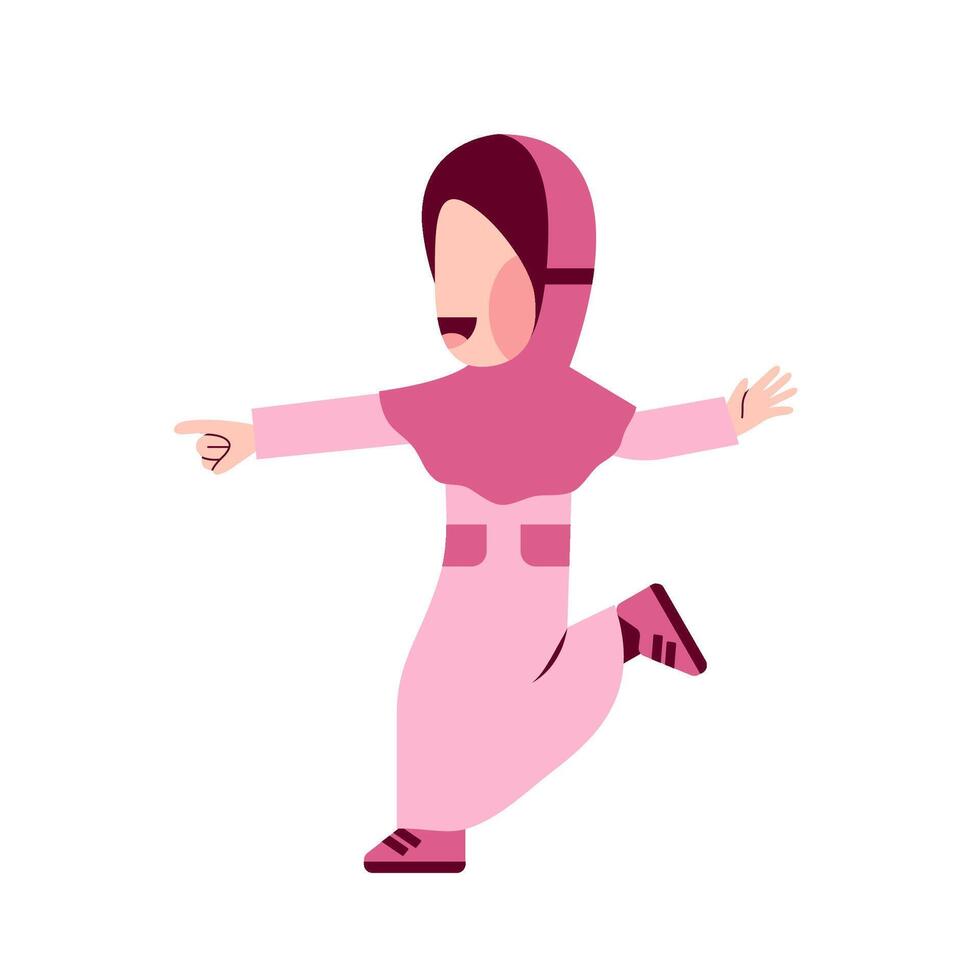 karakter van gelukkig hijab kind vector