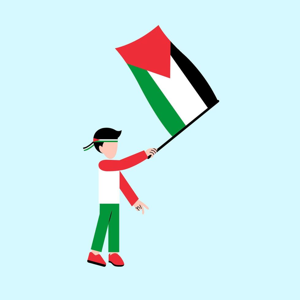 een Mens Holding Palestina vlag vector