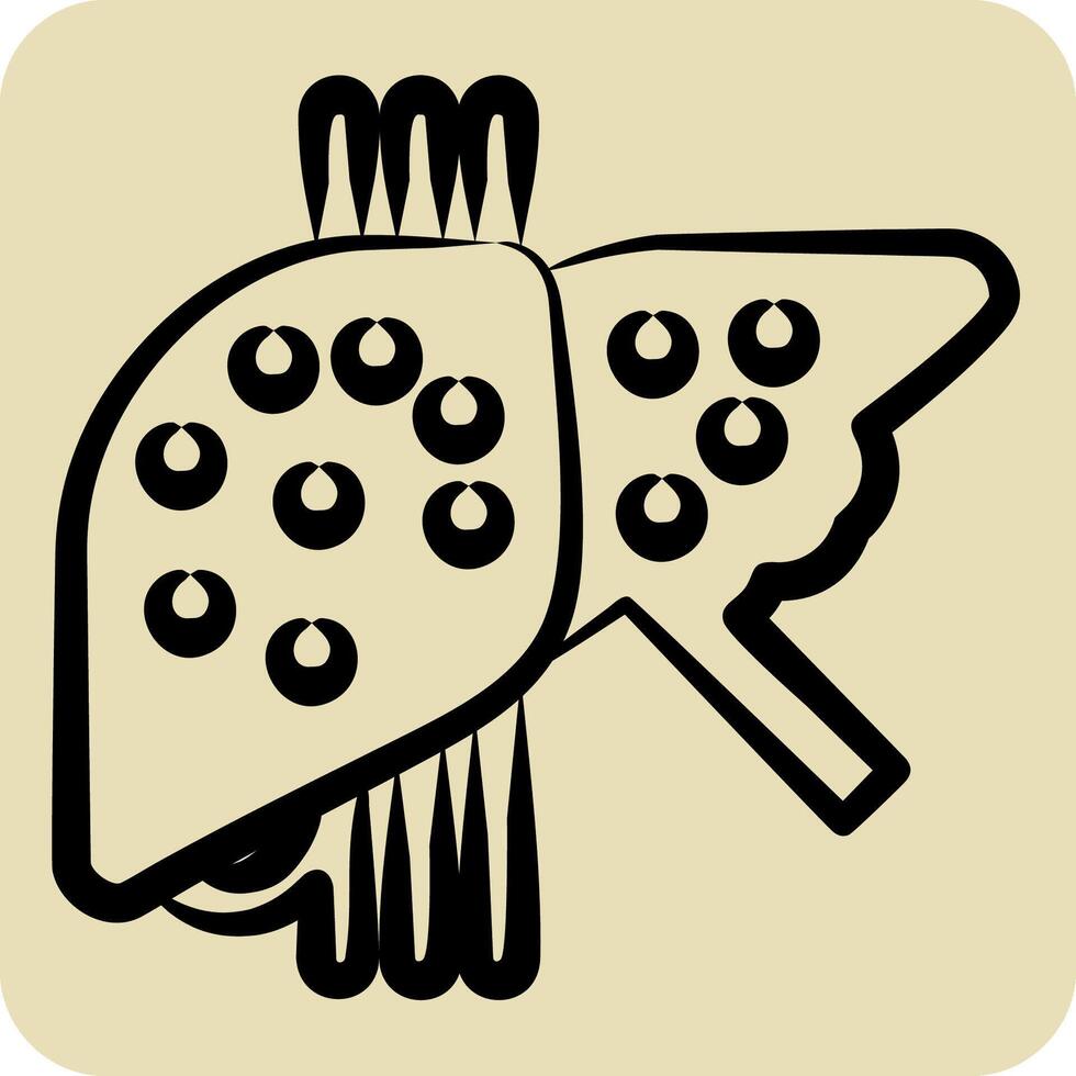 icoon vettig lever. verwant naar hepatoloog symbool. hand- getrokken stijl. gemakkelijk ontwerp bewerkbaar. gemakkelijk illustratie vector