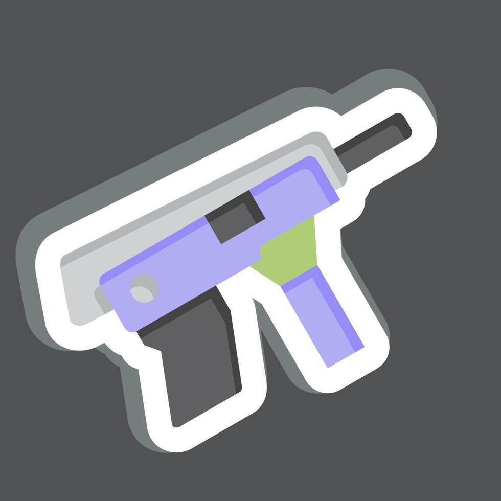 sticker submachine pistool. verwant naar wapens symbool. gemakkelijk ontwerp bewerkbaar. gemakkelijk illustratie vector