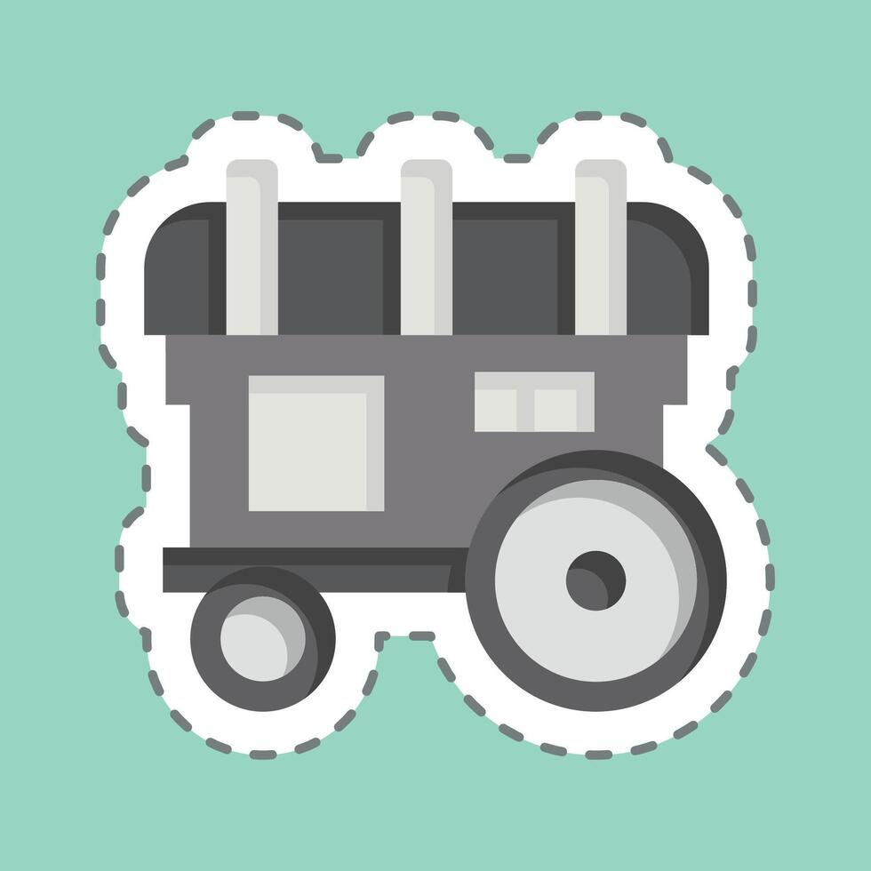 sticker lijn besnoeiing caravan. verwant naar middeleeuws symbool. gemakkelijk ontwerp bewerkbaar. gemakkelijk illustratie vector