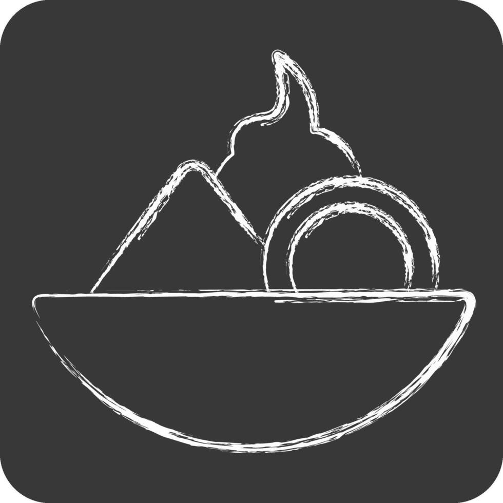 icoon fruit salade. verwant naar veganistisch symbool. krijt stijl. gemakkelijk ontwerp bewerkbaar. gemakkelijk illustratie vector