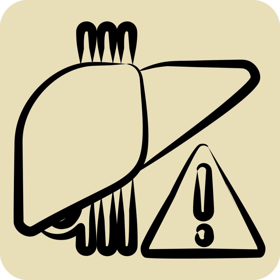 icoon lever probleem. verwant naar hepatoloog symbool. hand- getrokken stijl. gemakkelijk ontwerp bewerkbaar. gemakkelijk illustratie vector