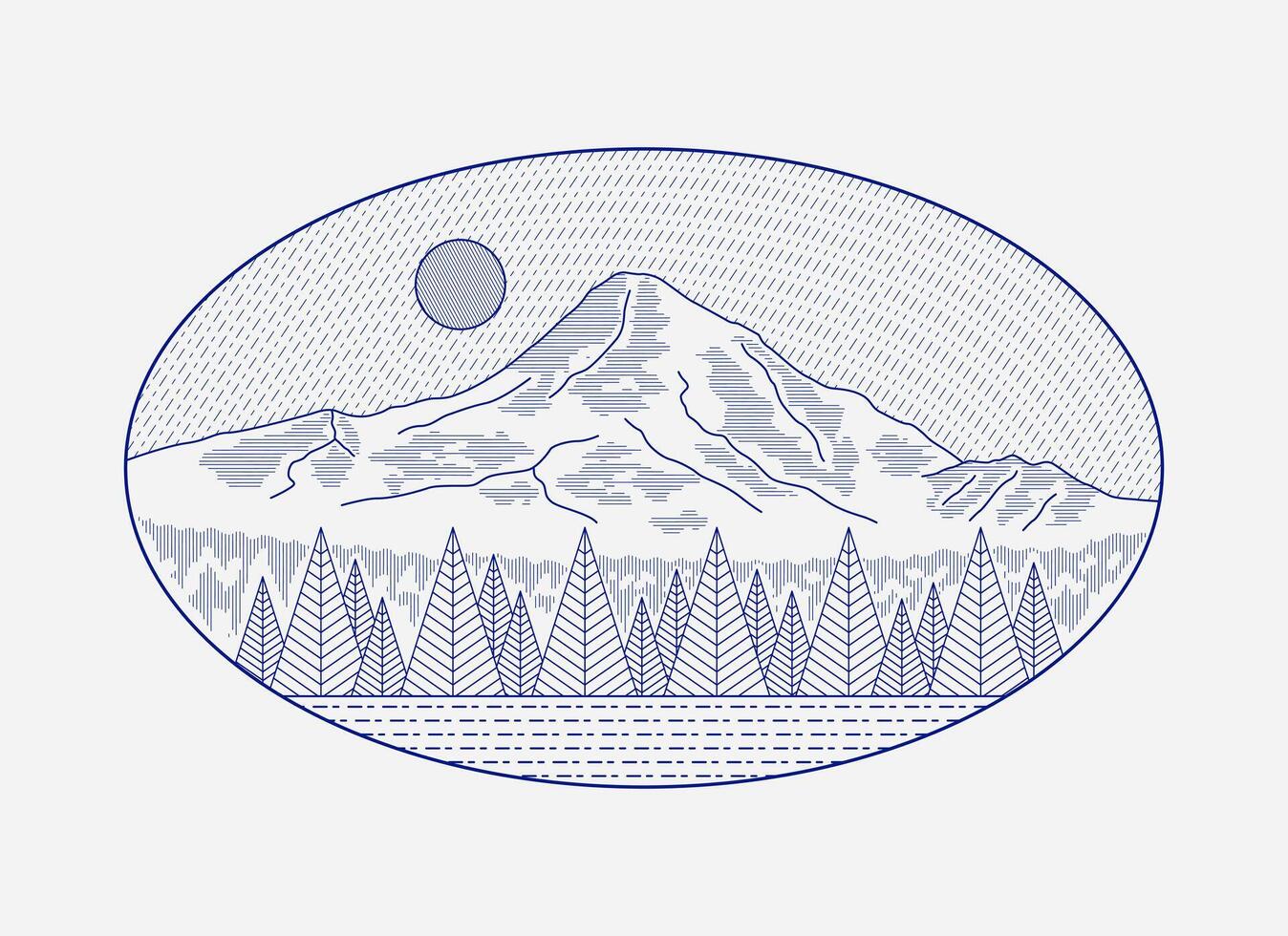 mt kap Oregon mono lijn vector illustratie voor t overhemd lap insigne sticker ontwerp