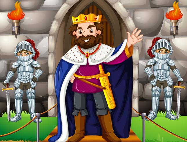 Koning en twee ridders in het kasteel vector