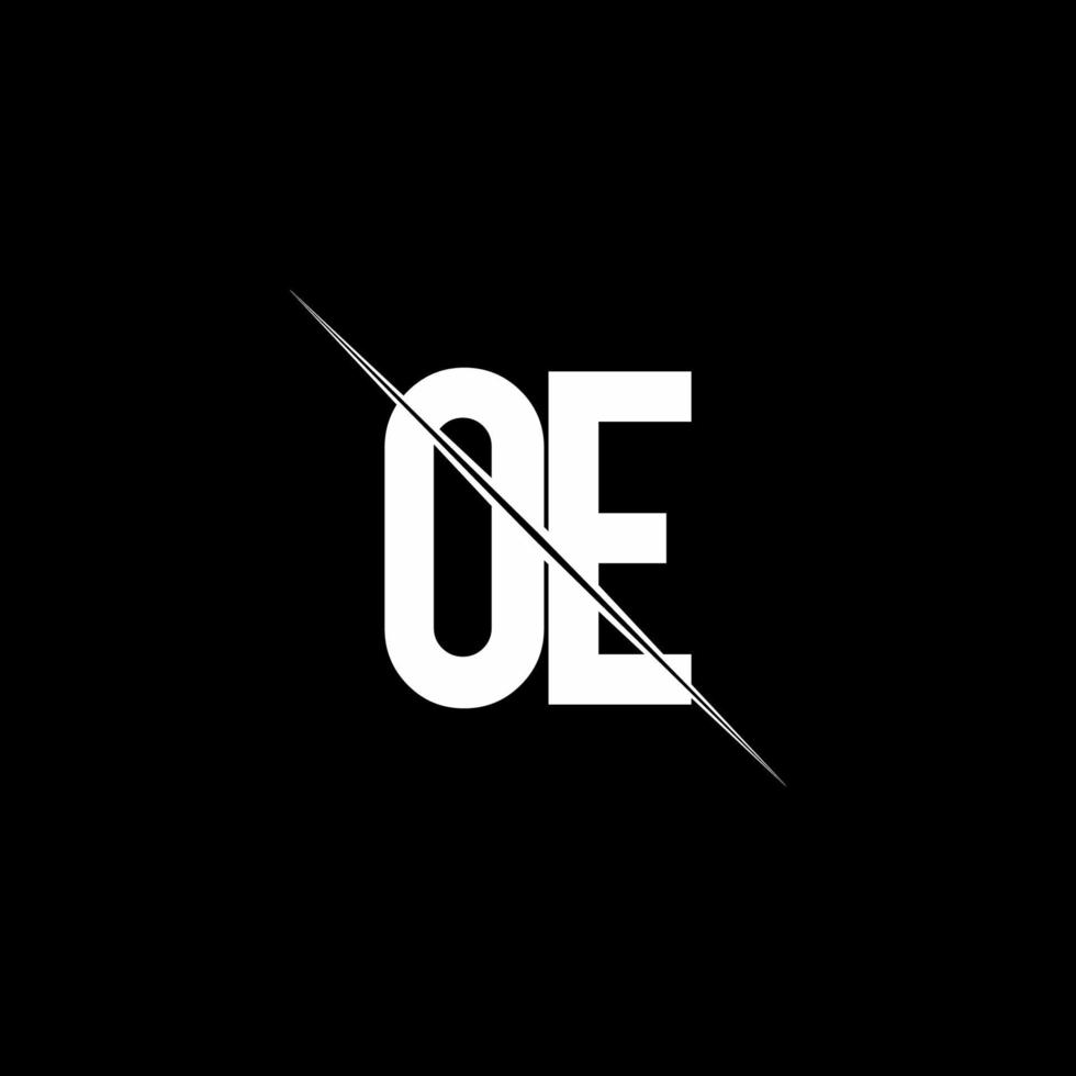 oe logo-monogram met ontwerpsjabloon in schuine streep vector