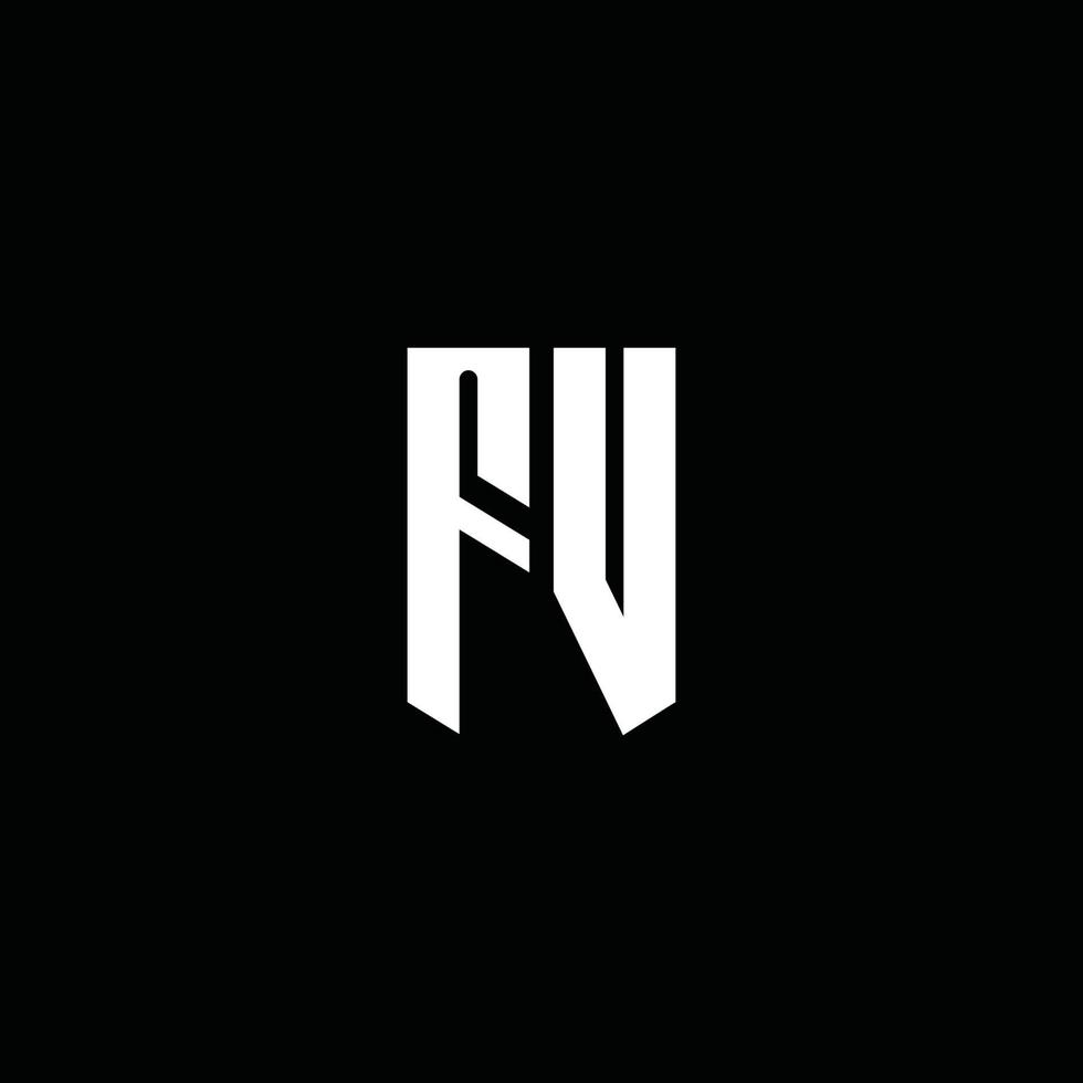 fv logo monogram met embleem stijl geïsoleerd op zwarte achtergrond vector