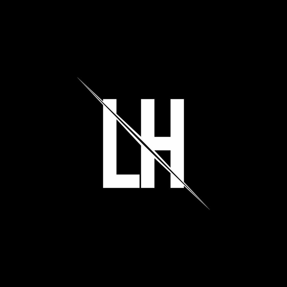 lh-logo-monogram met ontwerpsjabloon in schuine streep vector