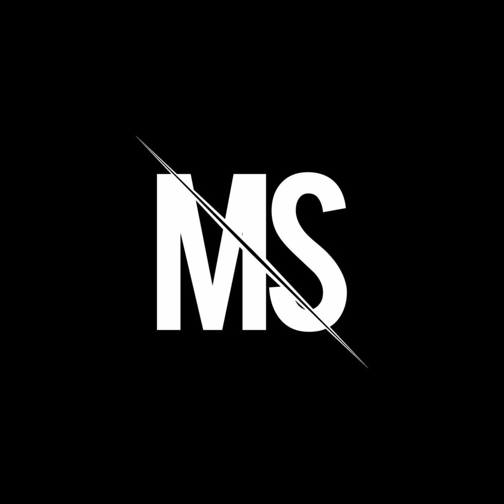 ms-logo-monogram met ontwerpsjabloon in schuine streep vector