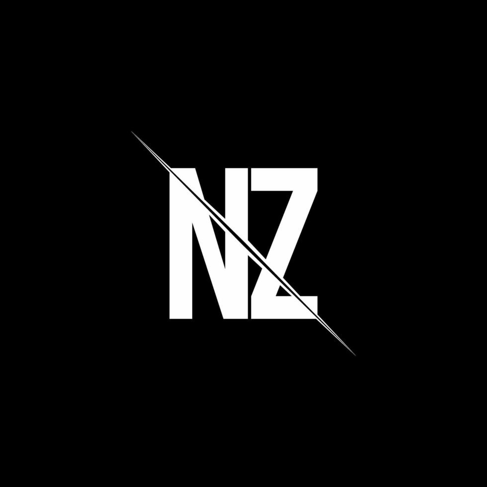 nz logo monogram met slash-stijl ontwerpsjabloon vector