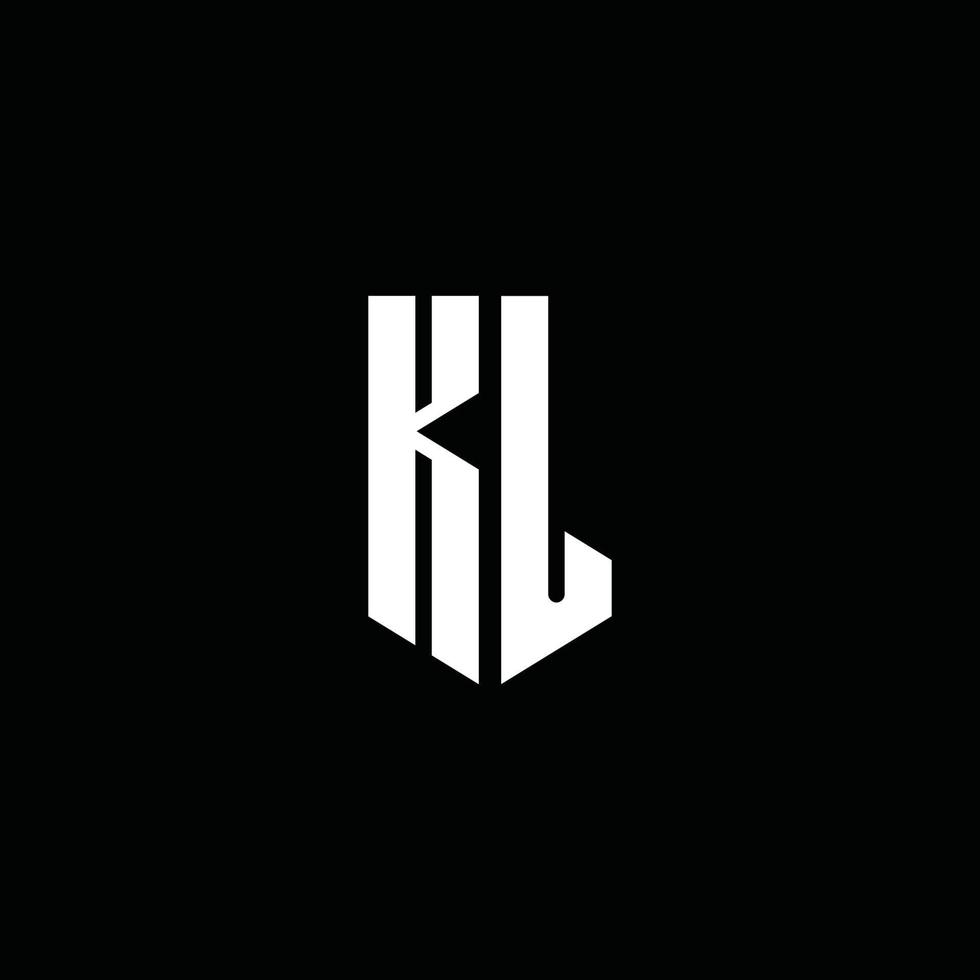 kl logo monogram met embleem stijl geïsoleerd op zwarte achtergrond vector