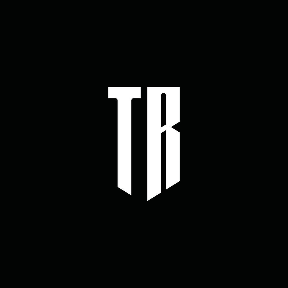 tr logo monogram met embleem stijl geïsoleerd op zwarte achtergrond vector