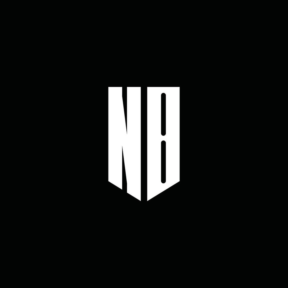 NB logo monogram met embleem stijl geïsoleerd op zwarte achtergrond vector