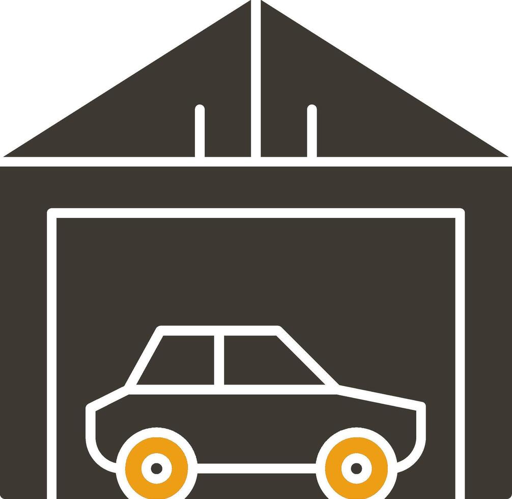 garage glyph twee kleur icoon vector