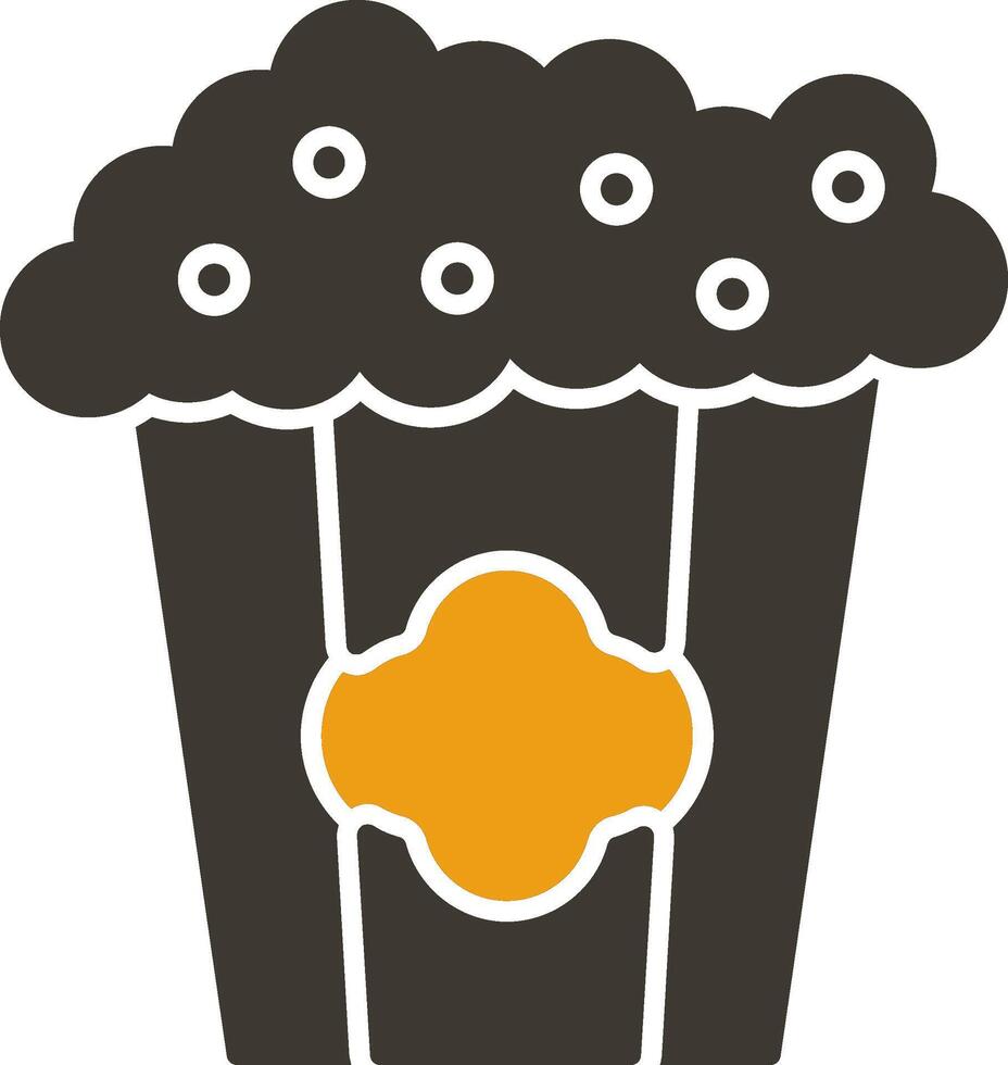 popcorn glyph twee kleur icoon vector