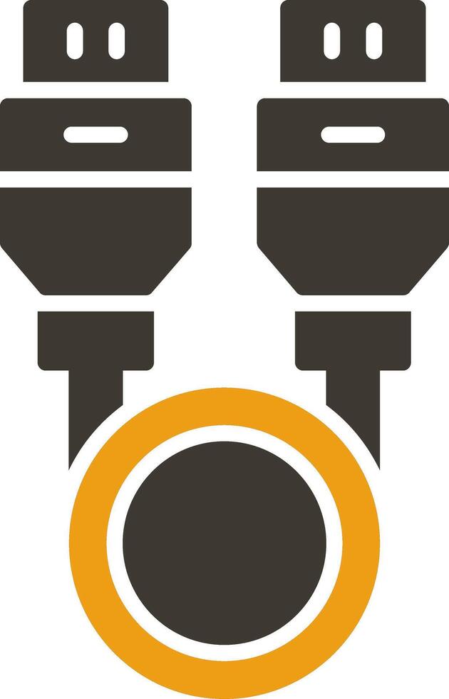 USB kabel glyph twee kleur icoon vector