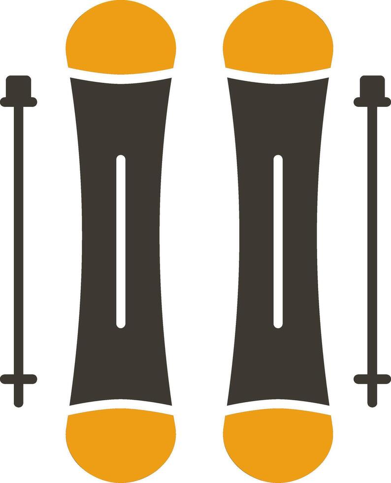 skiën glyph twee kleur icoon vector